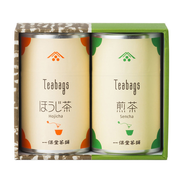 「一保堂茶舗」煎茶・ほうじ茶（各20袋入）ティーバッグ中缶箱